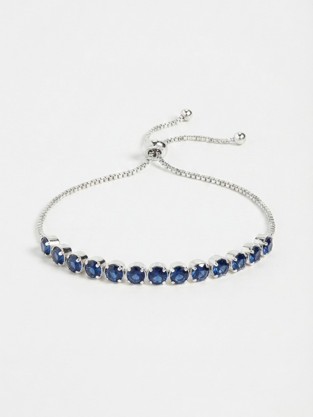 Silver Blue Cubic Zirconia Tennis Bracelet